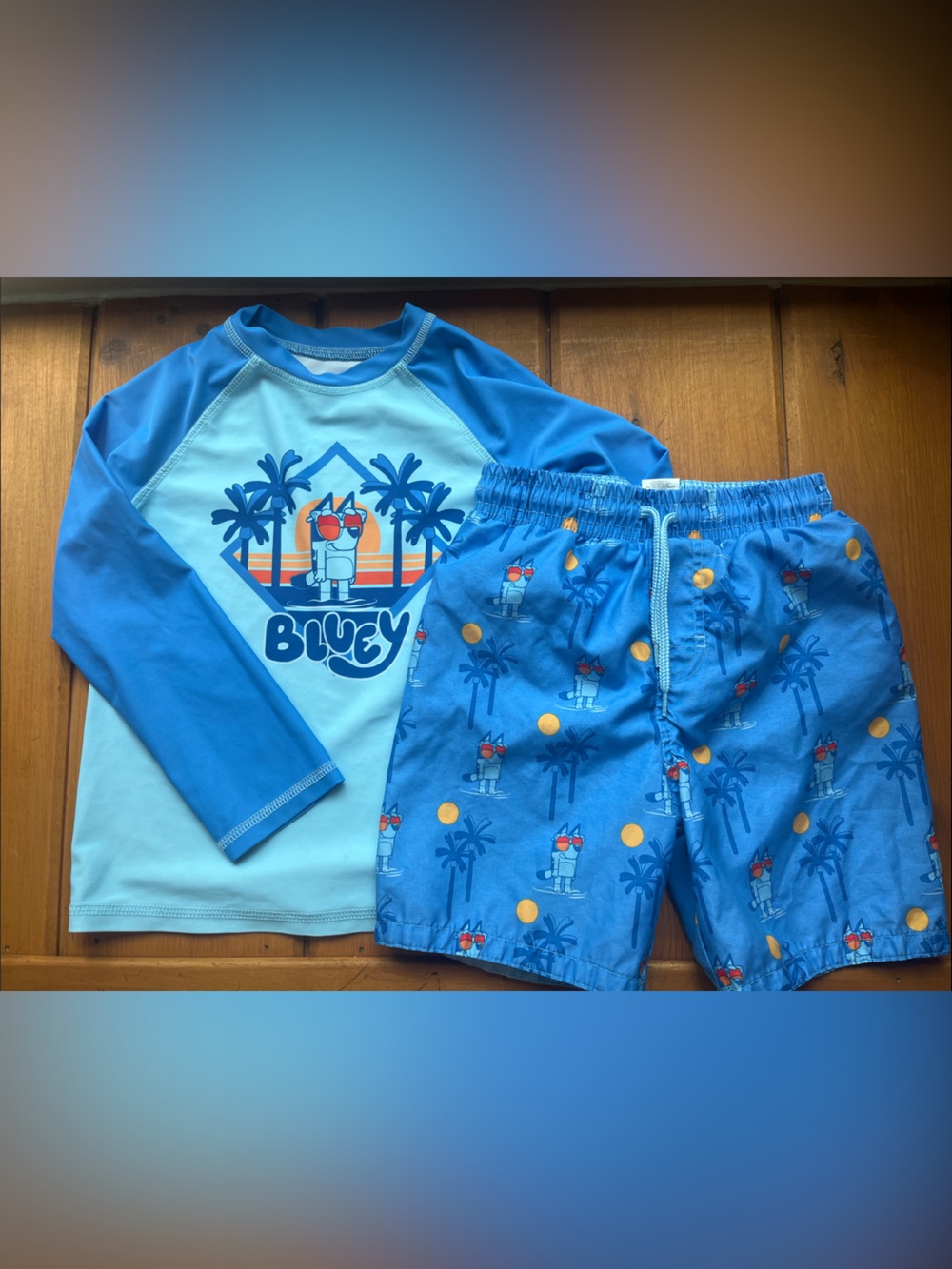 Carter's Blue Two-Piece Boys' Long-Sleeve Rashguard and Swim Shorts Set